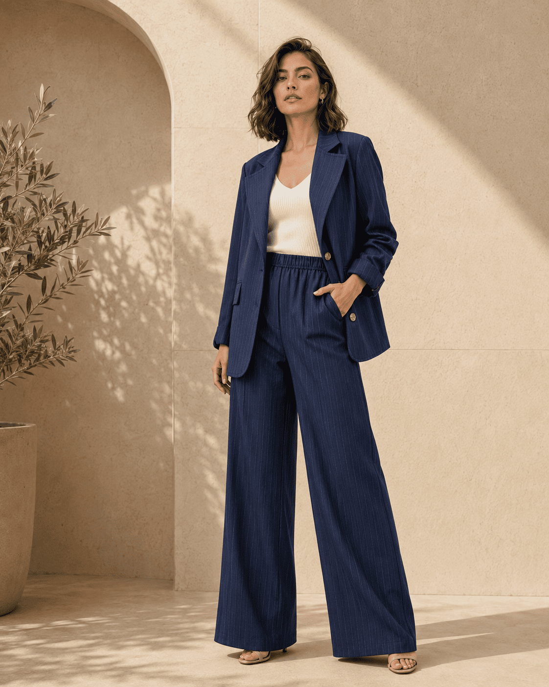 Tailleur femme léger en effet de lin