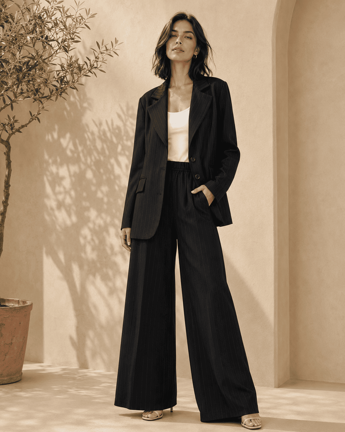 Tailleur femme léger en effet de lin