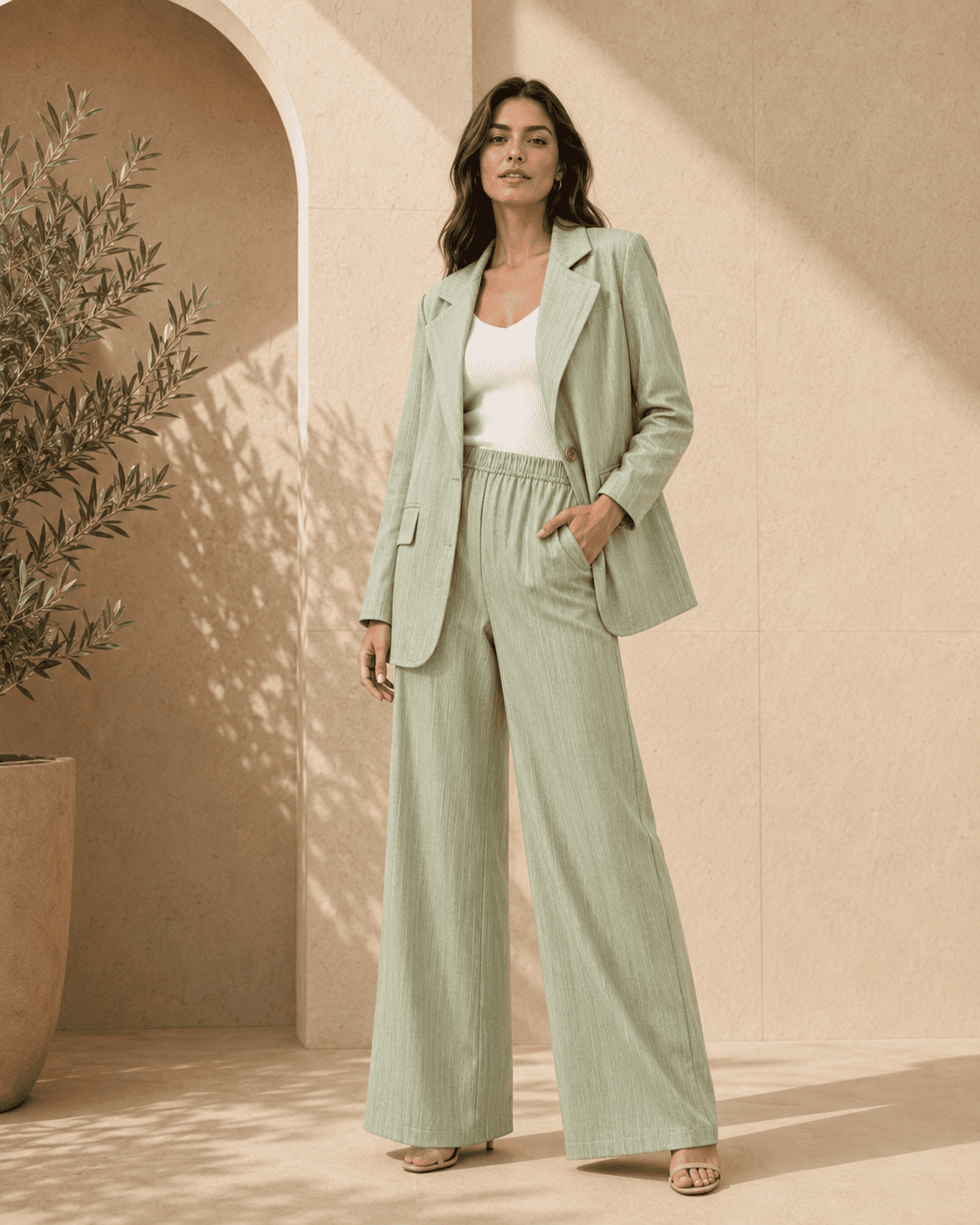 Tailleur femme léger en effet de lin